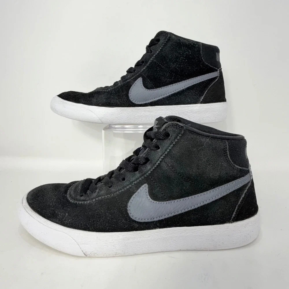 Nike SB Bruin High Black Dark Grey White Suede Skate Shoes 923112-001 Womens 7.5